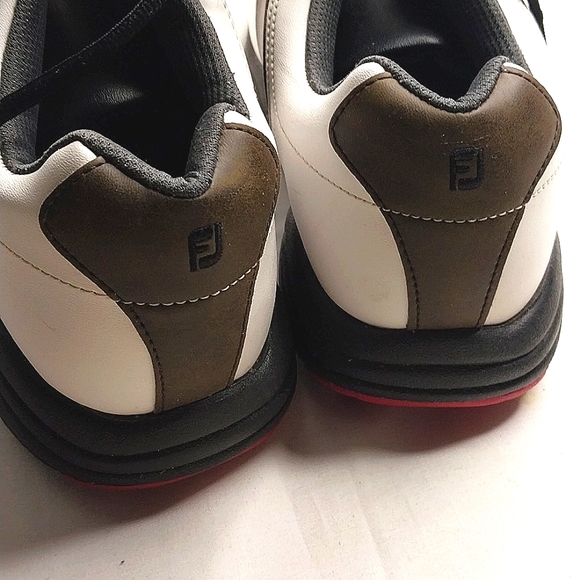 FootJoy GreenJoys Mens Golf Shoes Sz 10.5M 45516 White Brown Soft Spikes - Picture 6 of 8